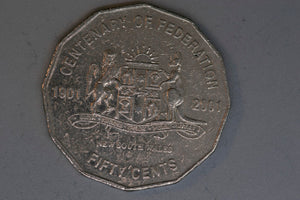 2001 - Australia 50 Cent Coin - Centenary of Federation - NSW - gVF