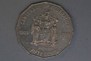 2001 - Australia 50 Cent Coin - Centenary of Federation - Victoria - gVF