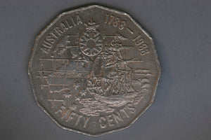 1988 - Australia 50 Cent Coin - Bicentennial - gVF