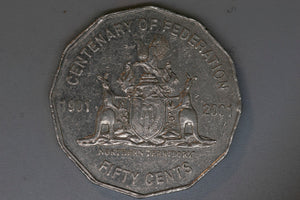 2001 - Australia 50 Cent Coin - Cent. of Fed - NT - gVF