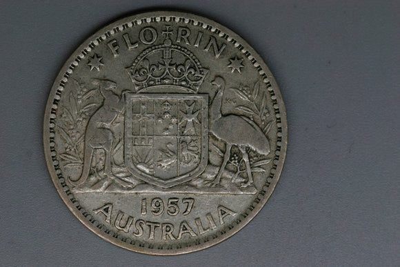 1957 - Australia Florin - VG - 50% Silver